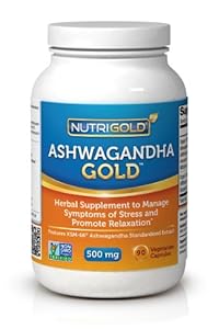 Nutrigold Ashwagandha Gold (Organic) (Clinically-proven KSM-66), 500 mg, 90 veg. capsules