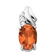 14K White Gold Mexican Fire Opal and Diamond Pendant
