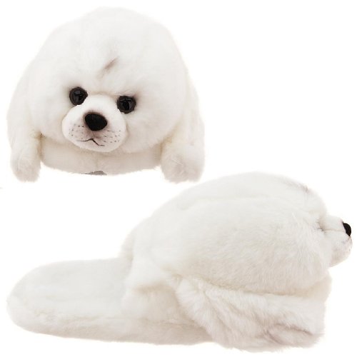 White Baby Seal Animal Slippers for Women