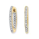 14K Yellow Gold 1/2 ct. Diamond ''In and Out'' Hoop Earrings