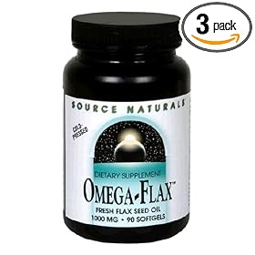 Source Naturals Flax Seed Oil 1000mg (Omega-Flax), 90 softgels (Pack of 3) by Source Naturals