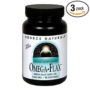 Source Naturals Flax Seed Oil 1000mg (Omega-Flax), 90 softgels (Pack of 3) by Source Naturals