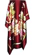 SilkNOW Hand Painted Maroon Red 100% Silk Satin Scarf with Beautiful Multi Colored Floral Pattern