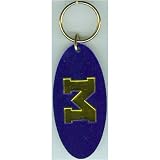 Michigan Wolverines Blue Oval Mirror Keychain W/Maize M