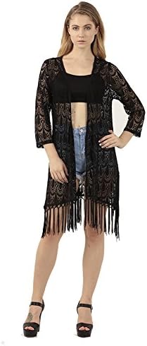 Women's Sexy Crochet Tunic Hollow Out Cover-ups Beachwear Bikini Dress BLACK