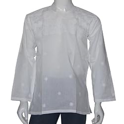 Mens Embroidered Kurta Casual Cotton Shirt India Size S Chest 36 (gck167)