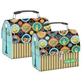 Sesame Street Characters Striped Vintage Metal Tin Dome Lunch Box