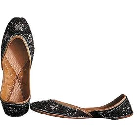Buy Beaded and Sequin Indian Khussa Belly Dance Shoes for Women Handcrafted Casual Footwear... by ShalinCraft