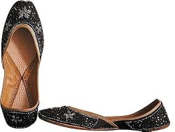 Beaded & Sequin Indian Khussa Belly Dance Shoes for Women Handcrafted Casual Footwear Available in Various Sizes
