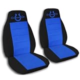 2 black and medium blue Cowgirl Up seat covers for a 2005 Volkswagen Beetle. Side... by Designcovers