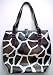 Brown/ White Giraffe Print Bucket Bag Purse Handbag