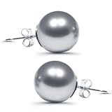 Mother of Pearl Earring Studs - 10mm Glossy Polished Gray
