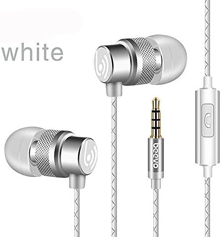 Cosonic Full Metal Housing Dual Driver Deep Heavy Bass Premium In-Ear Noise-isolating Headphones with Universal One-Button Mic (White)