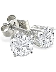 THE FINEST 2 Carat Diamond Stud Earrings set in Platinum VS2-SI1 Clarity, H-I Color