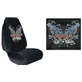 Car Truck SUV Tease Me to Death Gun-Wing Print Seat Covers 2 Black Universal Vehicle... by Seat Cover Connection