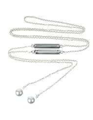 LizAnn&Co Long Necklace In Silver Chic Style With White Pearls