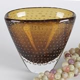7 AMBER OVAL VASE - 7 CRYSTAL AMBER OVAL VASE