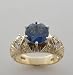 14k Yellow Gold, Diamond And Round Blue Sapphire 1.74 Ct Ring