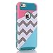 iPhone 5C Case,LUOLNH [2in1] Heavy Duty Hybrid Hard Case for Apple Iphone 5c -powder Blue Mint Teal and Coral Pink Split Chevron Design Cover(Dark Green)