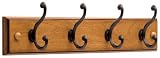 Liberty Hardware 128738 18-Inch 4-Scroll Hook Rail, Honey Maple and Statuary Bronze