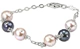 CleverEve's Preciosa and Black Potato Pearls Bracelet Cz and Sterling Silver