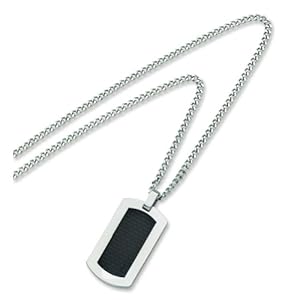 Titanium Carbon Fiber Dog Tag Mens Necklace 24