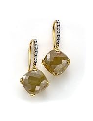 Samuel B. Soho Boutique 18K Yellow Gold White Diamond & Yellow Rough Checkerboard Diamond Earrings, 9.11 Tcw.