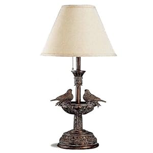 Bird Table Lamps on Twin Bird Antique Gold Finish Table Desk Lamp W Fabric Lamp Shade