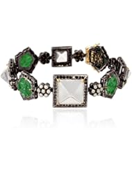 Diamond Pave 18kt Yellow Gold Gemstone Link Chain Bracelet Wedding Jewelry
