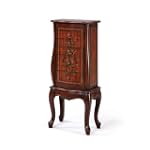 Powell Masterpiece Faux Cherry with Inlay & Fleur-de-Lis Jewelry Armoire