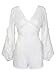 Choies Women's Chiffon White Lace Waist Long Sleeves Romper Playsuit