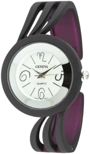 Women's Twist Style Cuff Watch with Round Face and Matte Chic Finish - Purple