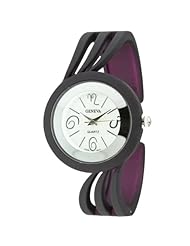 Womens Twist Style Cuff Watch with Round Face and Matte Chic Finish - Purple
