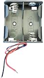 Ajax Scientific Battery Holder with Lead Wire, 2x C Cell (Pack of 5)