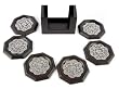 Nickel and wood coasters, 'Butterly Spirit' (set of 6)
