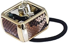 Metal Opened Circle Hair Cuff Gold-tone Girl Women Ponytail Hair Band Square Shape Hair Holders Brown