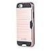 iPhone 5S, iPhone 5, Dual-layer Heavy Duty Matte Rugged Protective Cover Case with Credit Card Slot Holder for Apple iPhone 5 iPhone 5S by Cazle (Rose Gold)