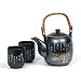 Black Kintake Japanese Stoneware Tea Set Gift Set with Tea Pot and Two Cups, and Infuser