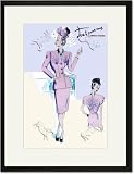 Black Framed/Matted Print 17x23, Dressy Evening Suit with Hat and Veil