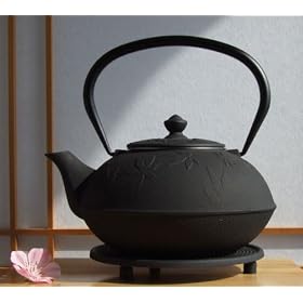 Trivet & Tetsubin Cast Iron Maple Leaf black teapot kettle 1 litre Japanese style