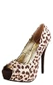 Lorane39 Sequin Cheetah Print Party Heels BROWN