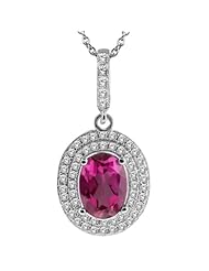 2.27 Ct Oval Pink Mystic Topaz 925 Sterling Silver Pendant (Center Topaz 8X6mm)