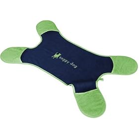 Soggy Dog Towel, Large 4 Pocket Navy and Green
