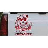 6in X 4.9in Red -- Cherokee Indian Skull Skulls Car Window Wall Laptop Decal Sticker by Rad Dezigns