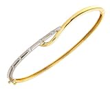 9ct Yellow And White Gold 0.15ct Diamond Tension Set Bangle