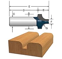 BOSCH 85471M 3/4-Inch Diameter 39/64-Inch Cut Carbide Tipped Roundover Plunge Router Bit 1/2-Inch Shank