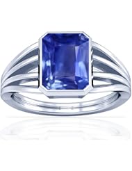 14K White Gold Emerald Cut Blue Sapphire Solitaire Ring (GIA Certificate)