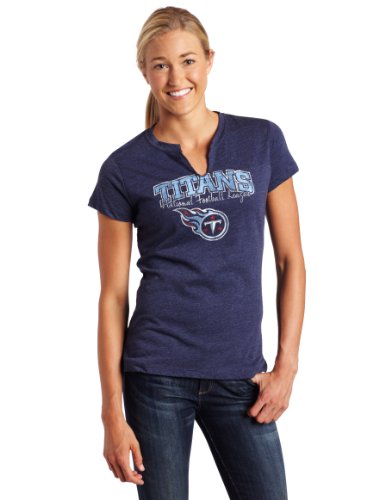 NFL Women's Tennessee Titans Champion Swagger II Short Sleeve Split Crew Neck Heather Tee (Blue Grey, X-Large)