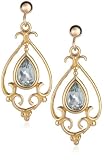 Image of 9ct Yellow Gold AME107578 Ladies Blue Topaz Drop Earrings
