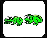 Decorated Mouse Pad with frog, green, sitting, amphibian, pair